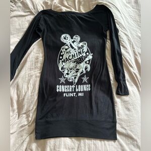 Black Graphic Long Sleeve Shirt/Mini Dress